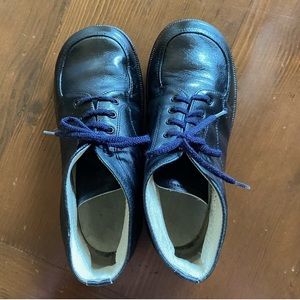 Heirloom Vintage Navy Blue Italian Made Leather Orthopedic Lace-Up Shoes EU 27